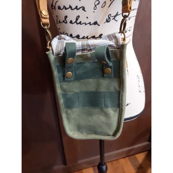 Selina Vaughan Studios Canvas Crossbody Bag Small Seed Sack Beer Bottle Grunge - Picture 8 of 9